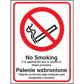 No Smoking it Is Against the Law to Smoke in Premises (English / Polish)