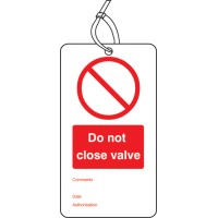 Do Not Close Valve - Double Sided Tags (Pack of 10)