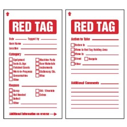 Red Tag - Quality Control - Double Sided Tag - Includes Cable Ties (Pack of 10)