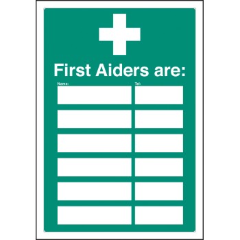 First Aiders Are - Adapt-a-Sign (Space for 6)