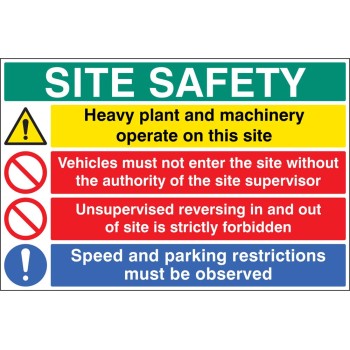 Site Safety - Heavy Plant - Vehicle Entry - No Unsupervised Reversing - Speed / Parking Restrictions