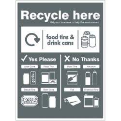 Food Tins and Drink Cans - WRAP Recycle Here Sign