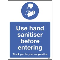 Use hand sanitiser before entering